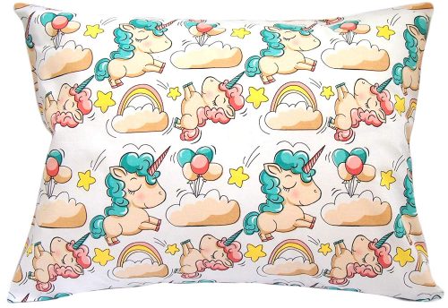Kids Toddler Pillowcase – Green Unicorns With Balloons