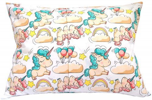 Kids Toddler Pillowcase – Green Unicorns With Balloons
